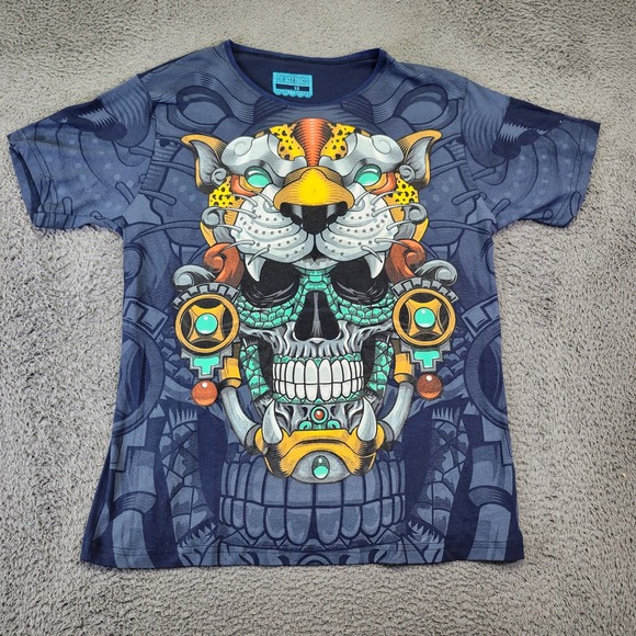 Mexico & Mariachi Graphic‎ T-Shirt Skull Tiger Print Short Sleeve XL - Picture 1 of 6